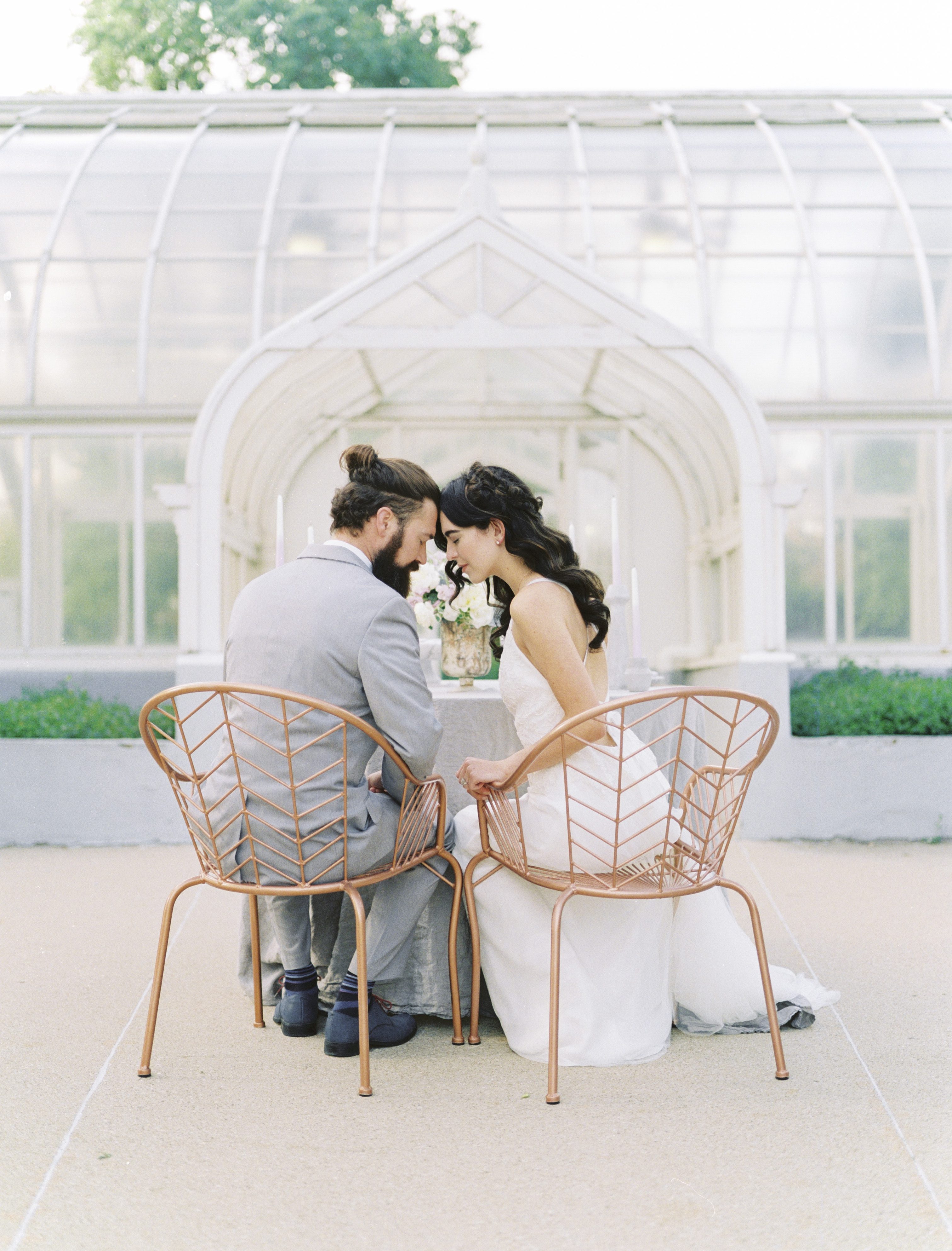 greenhouse wedding venue at a lavender and copper wedding