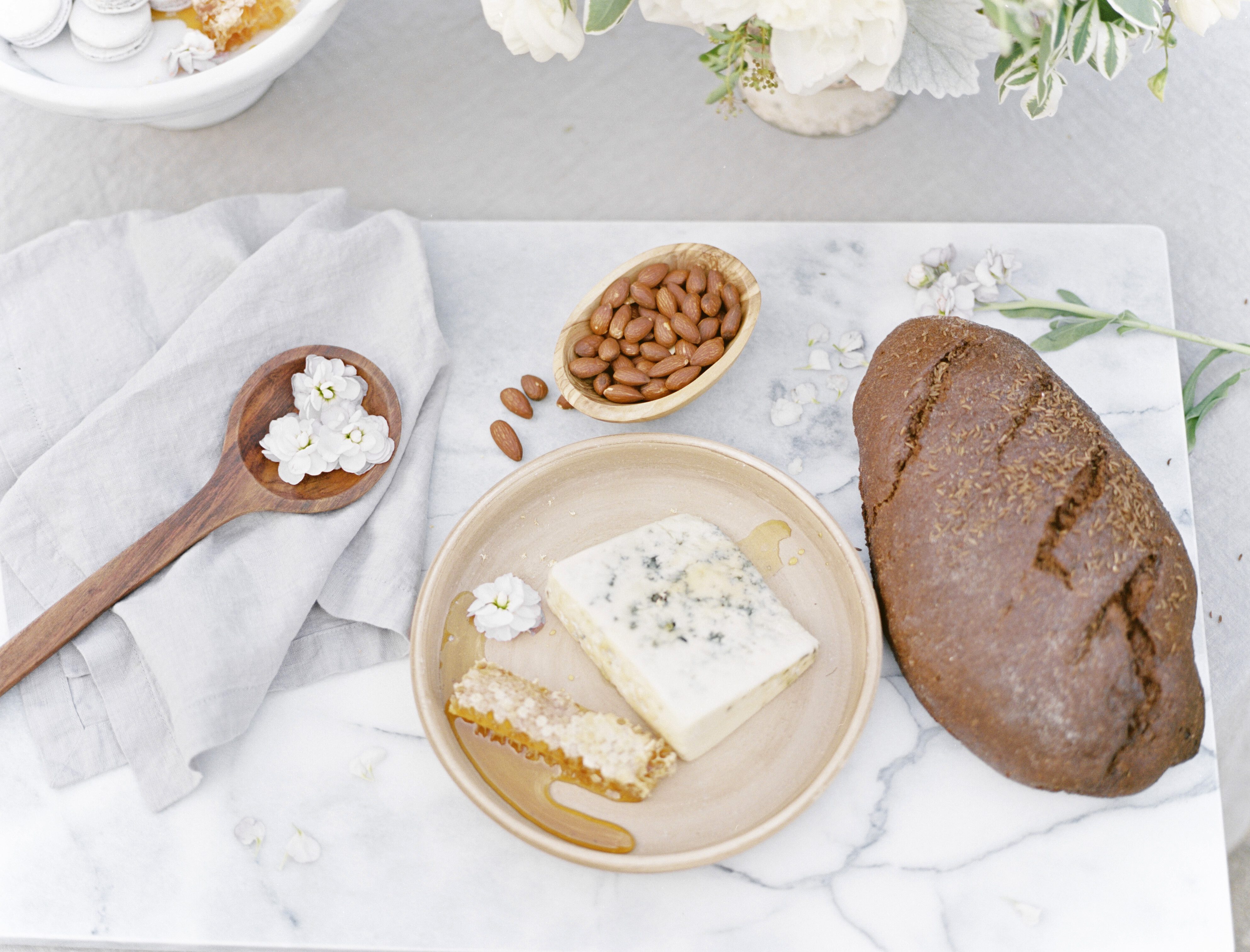 food styling at a lavender and copper wedding