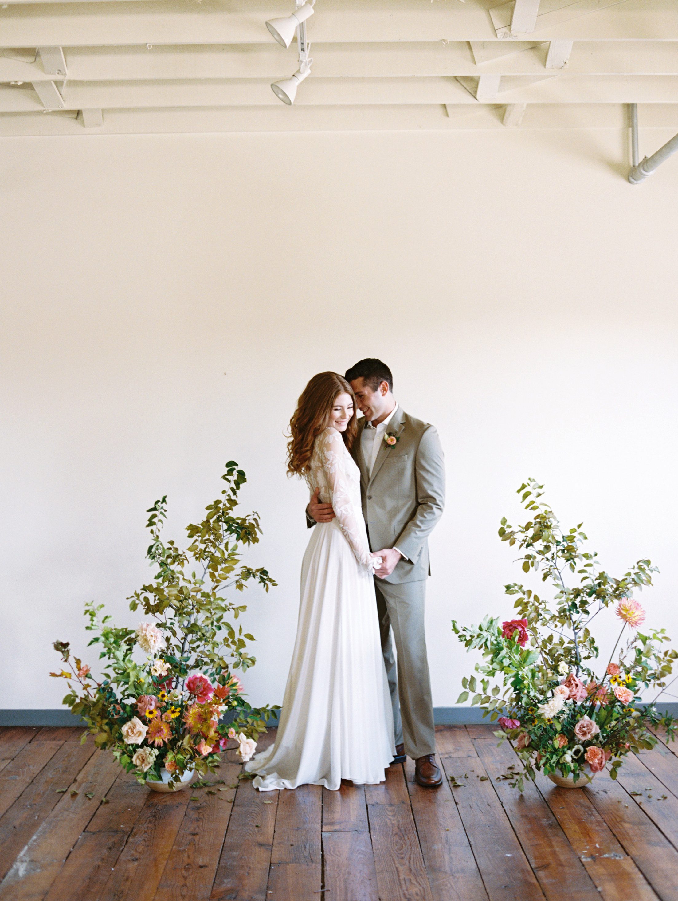 Pottery inspired wedding with ikebana style floral arrangements