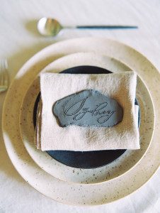Pottery inspired wedding clay place cards