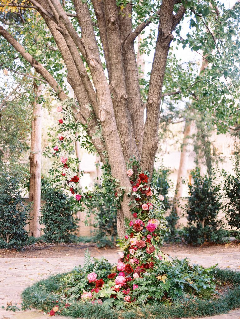 Tree with climbing flowers at a Dallas outdoor elopement