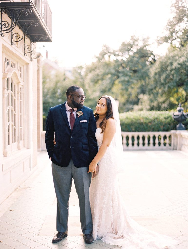 African American bride and groom at a Dallas outdoor elopement