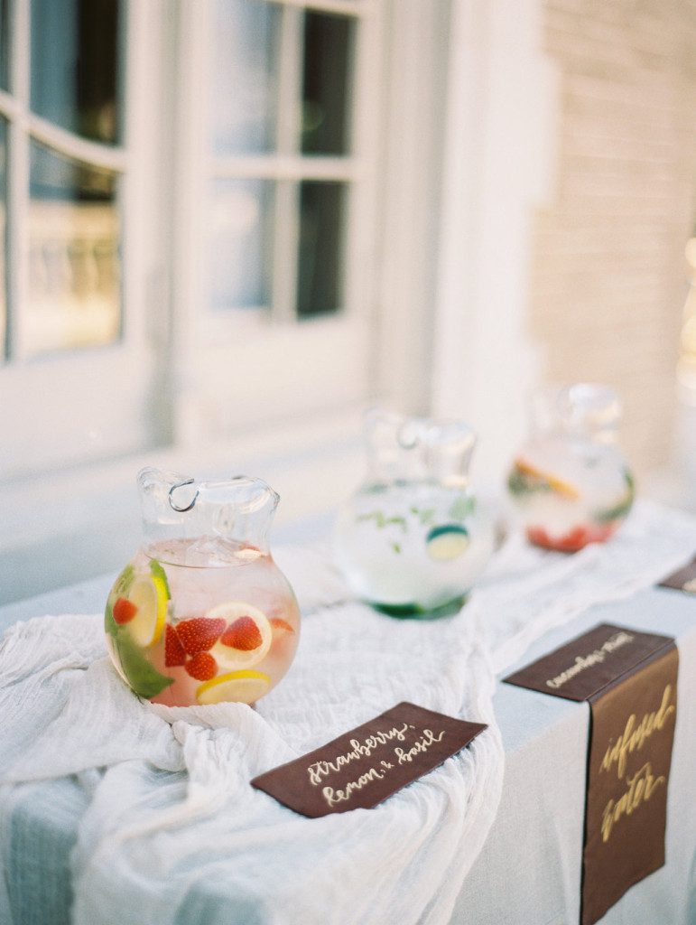 Fruit infused water at a Dallas outdoor elopement