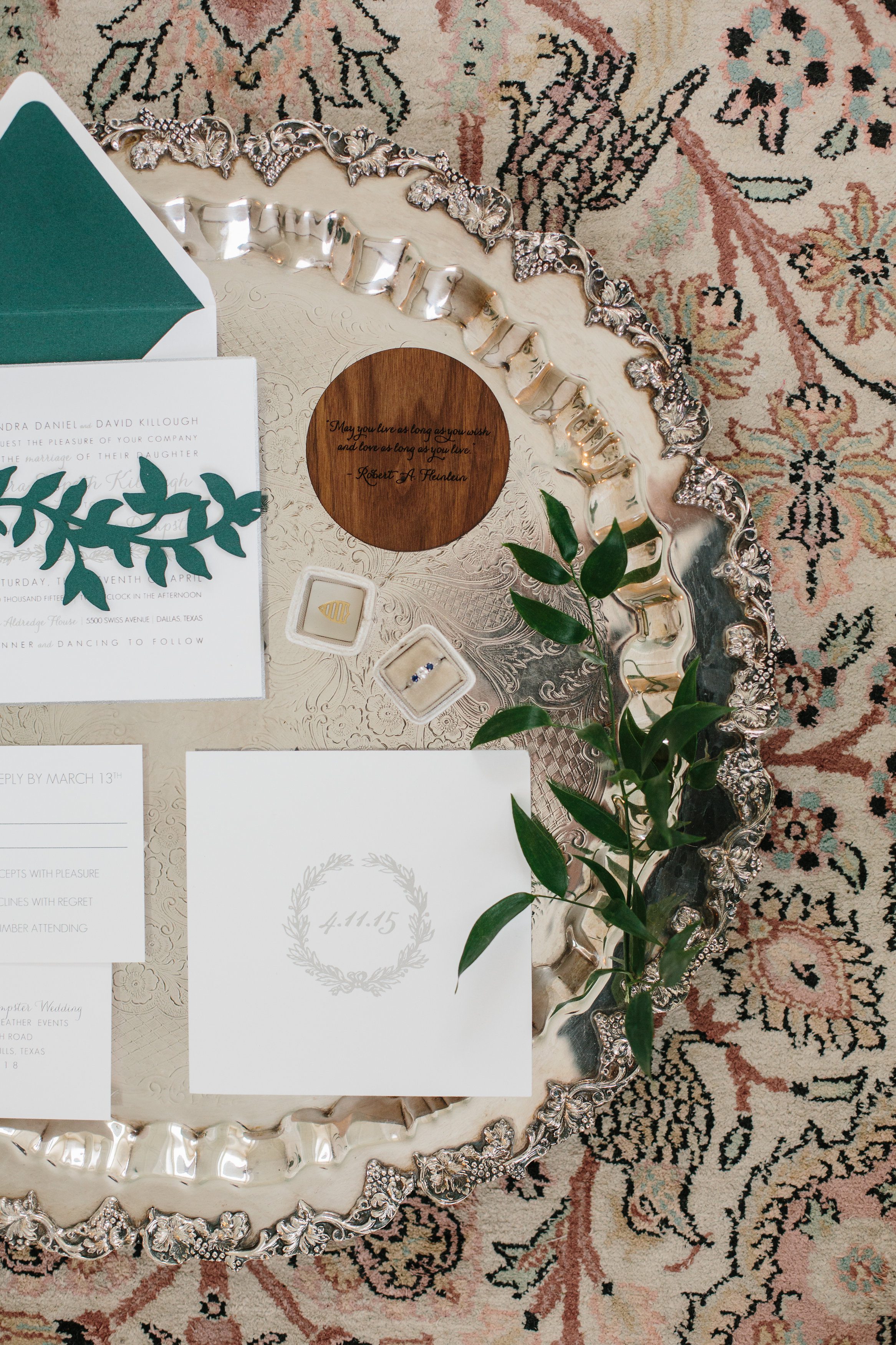 Custom wedding invitation suite designed by Southern Fried Paper
