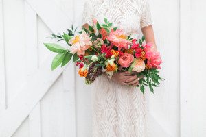 brightly colored wedding bouquet by The Southern Table