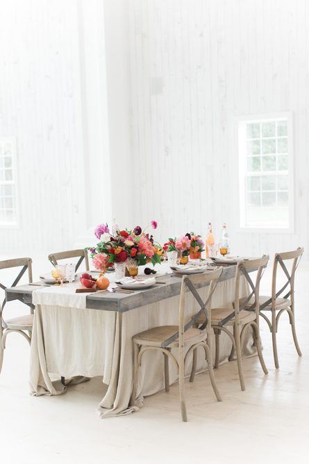Rustic table design for wedding at White Sparrow Barn