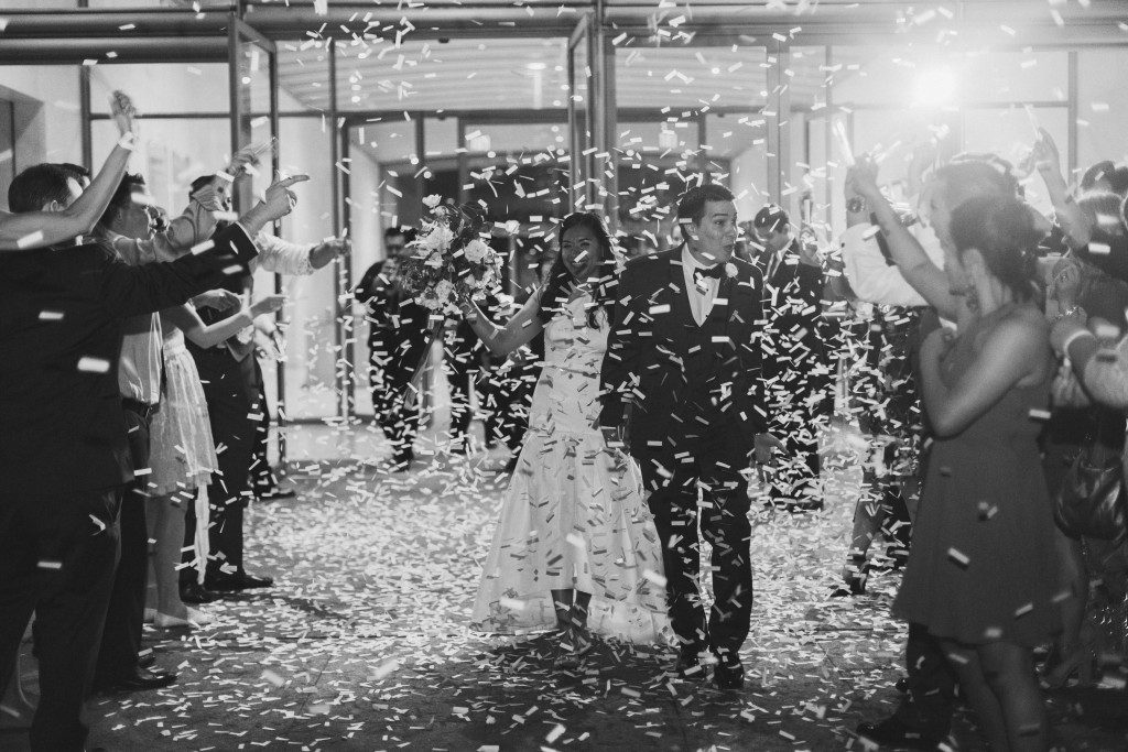 a flutterfetti exit at a Nasher Sculpture Center wedding