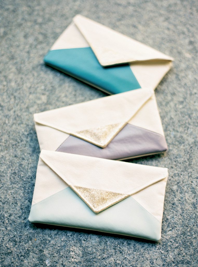 custom made clutches for bridesmaids gifts at a Nasher Sculpture Center wedding