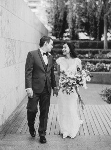 Bride and groom at the Nasher